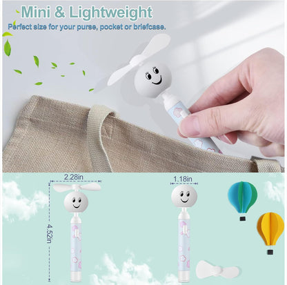 Handheld Mini Fan, Small Portable Pocket Fan, Creative Smiley Face Shaped Fan for Girls, Women, Kids (Blue)