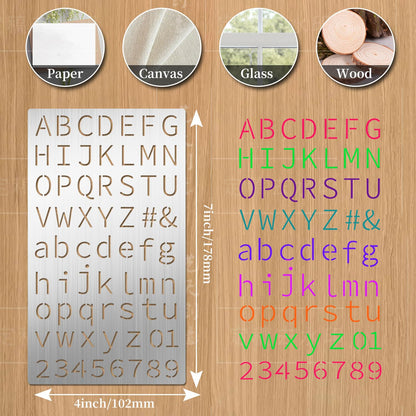 Eageus 8 Pcs Metal Letter Stencils Wood Burning Stencil Lettering Stencils, Small Reusable Alphabet Painting Template for Carving Drawing Engraving Journal Pyrography Craft(Letter Style)