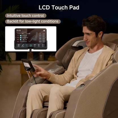 Real Relax 4D Massage Chair Full Body, Zero Gravity SL Track Recliner with Backlit Toch Pad, Negative Ion Purification, Aromatherapy, 20 Auto Modes, Yoga Stretching, Auto Body Scan, Brown