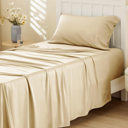 Bedsure Twin XL Sheet Set | Cooling Sheets Twin Extra Long, Rayon Derived from Bamboo, Deep Pocket, Hotel Luxury Bedding