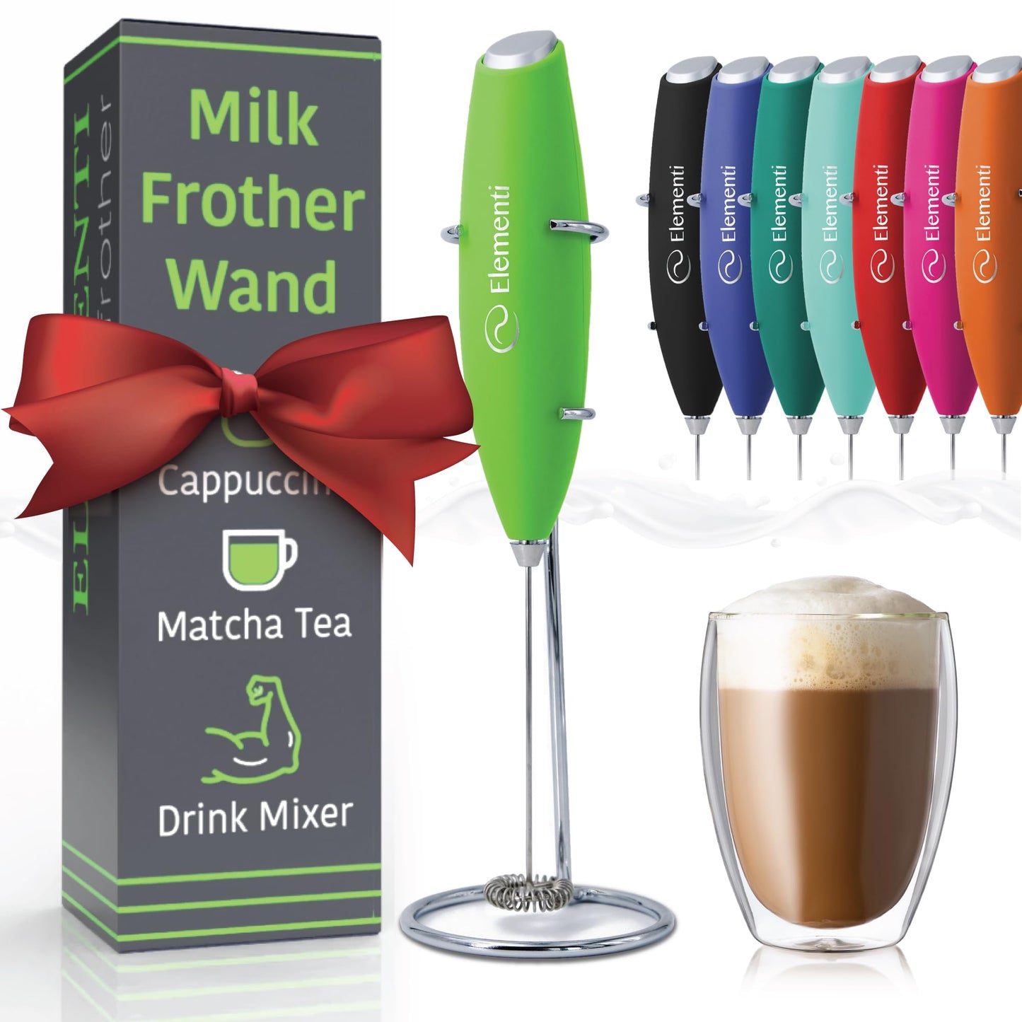 Elementi Portable Electric Milk Frother, Matcha Whisk, Milk Frother for Coffee Frother Electric Hand Blender, Mini Electric Whisk Small Hand Blender (Periwinkle)