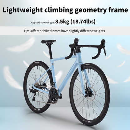 SAVADECK Carbon Fiber Lightweight Road Bike – Full Carbon Frame, Fork, Handlebar & Seatpost, Hydraulic Disc Brake with Shimano 105 R7100 24-Speed Drivetrain – Racing Bicycle for Adults(Gray,52cm)