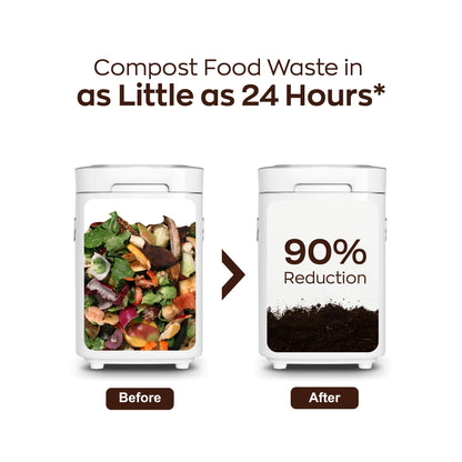 Reencle Prime Electric Composter - 14L Kitchen Composter, Decomposes Up to 2.2 lbs Food Waste Daily, Odorless Indoor Composting with Whisper-Quiet Technology & Rapid Decomposition (White)