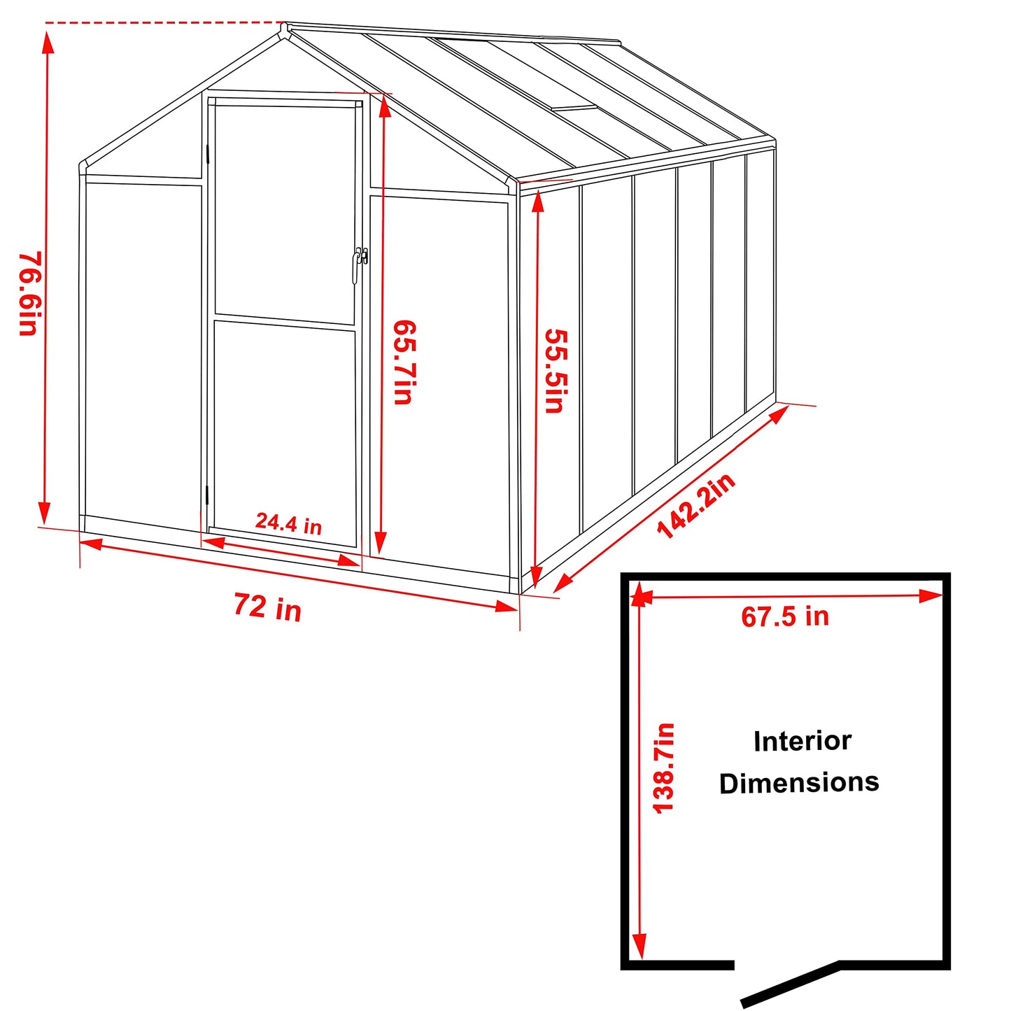 BlueWish 6x12FT Greenhouse for Outdoors, Aluminum Heavy Duty Greenhouse Kit with Lockable Door, 4MM Thickness Polycarbonate, Upgraded Rivet Structure Walk-in Green House for Garden, Gray