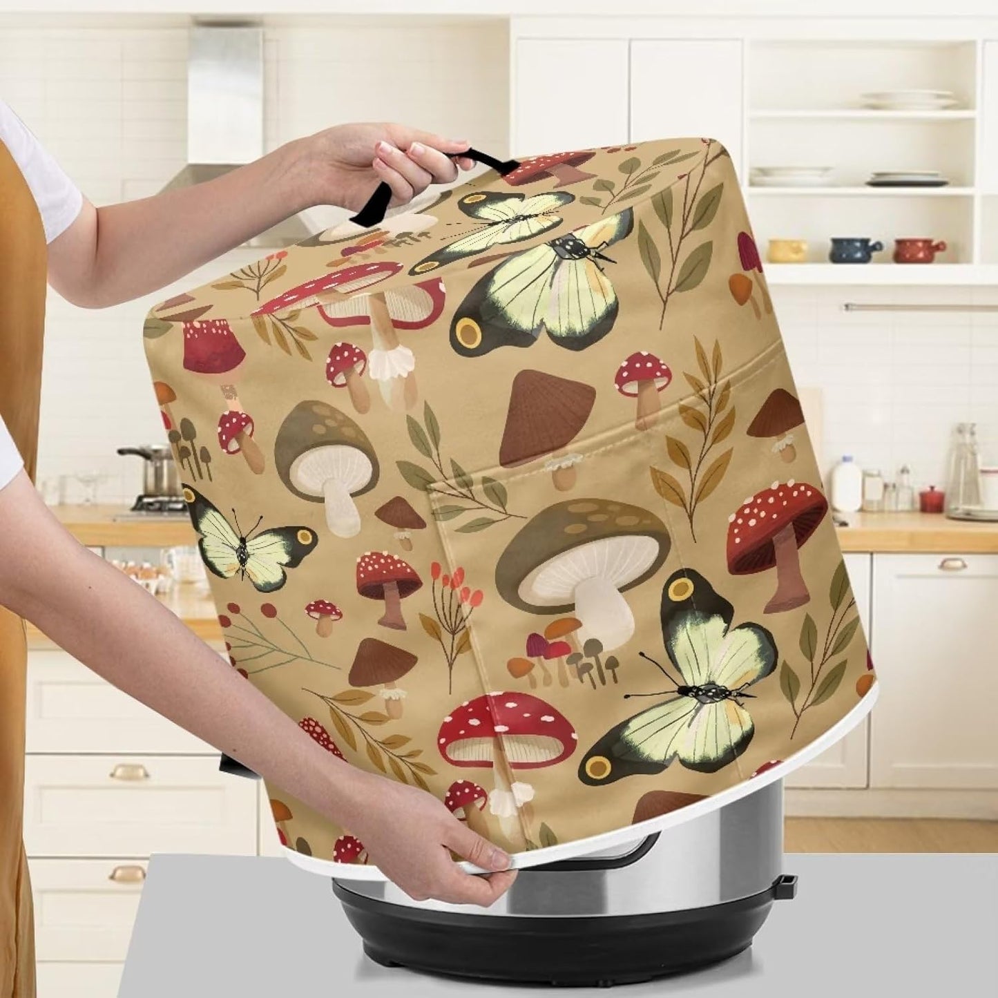 Pressure Cooker Cover for Women, Dustproof Cover with Top Handle & Pocket for Rice Cooker & Air Fryer