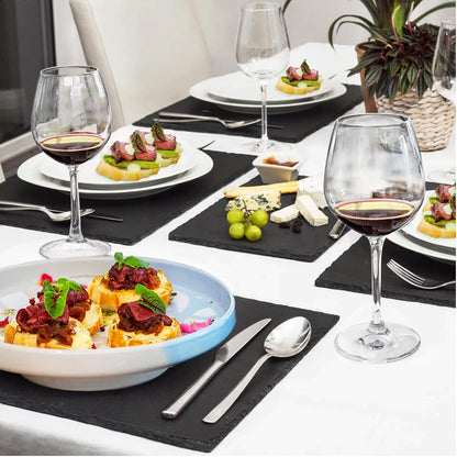 MAPRIAL 12 x 10 In 4 Pack Slate Cheese Boards, Black Stone Plates Charcuterie Board Gourmet Serving Tray Cheese Platter with Chalks for Sushi, Party, Gifts, Fruit, Meat, Appetizer, Wedding