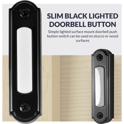 Newhouse Hardware LED Lighted Metal Door Chime Push Button (Oil-Rubbed Bronze) | Surface Mount Lighted Door Bell Button | Replacement Wired Doorbell Button for Most Door Bell Chimes