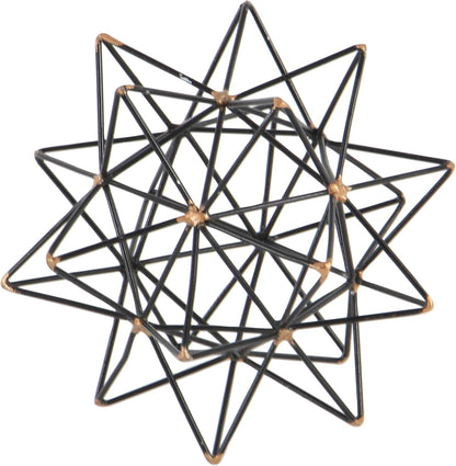 Deco 79 Metal Geometric Decorative Sculpture Home Decor Statue with Gold Accents, 7" x 7" x 7", Black