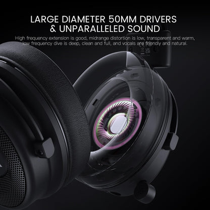 EKSA USB Gaming Headset for PC - Computer Headset with Detachable Noise Cancelling Mic, Surround‑Tuned Audio, 50MM Driver - Headphones with Microphone for PS4/PS5, Xbox One, Laptop, Office (Wireless)