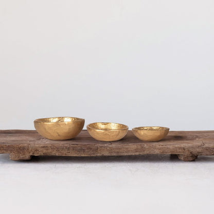 Gold Decorative Cast Aluminum Bowls (Set of 3 Sizes)