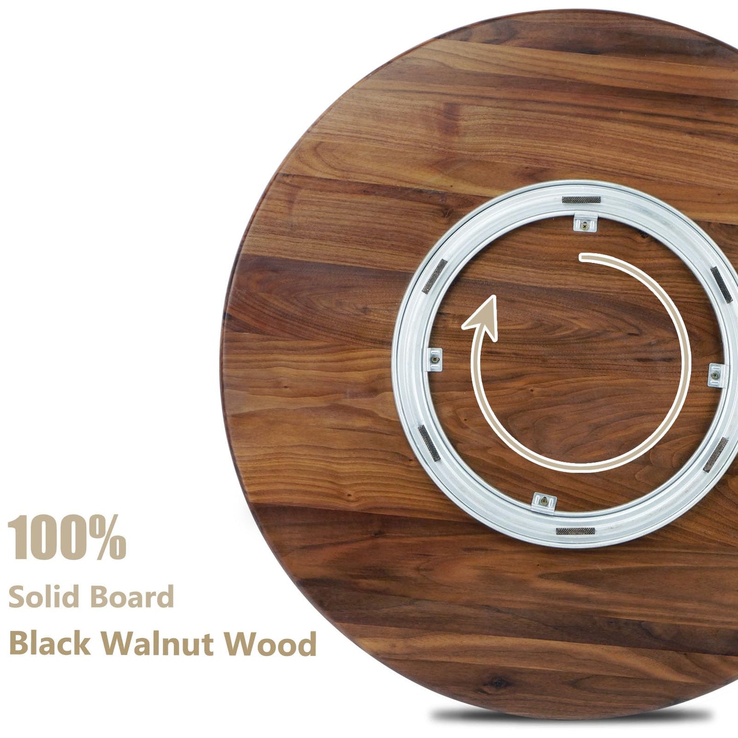 MAGIGO 30 Inches Black Walnut Wood Lazy Susan Organizer, Solid Wooden Round Turntable, Rotating Tray for Table Top/Counter Top