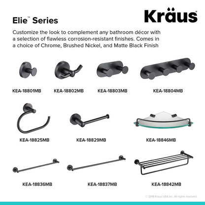 KRAUS Elie 24-inch Bathroom Towel Bar, Matte Black Finish, KEA-18837MB