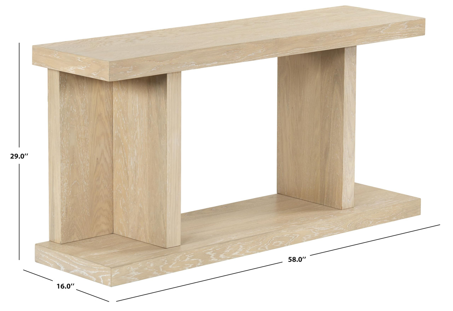 SAFAVIEH Couture Collection – Claramay Natural Cerused Oak Console Table, Modern Wood Entryway & Living Room Accent (SFV2223A)