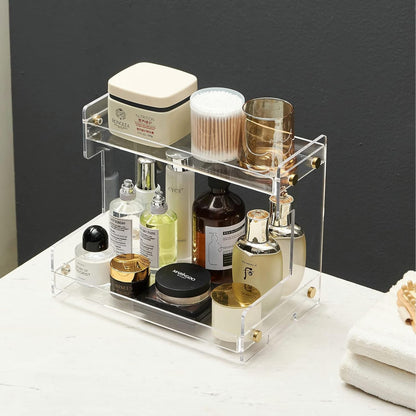 Bathroom Organizer Countertop, 2-Tier Makeup Organizer for Cosmetics and Vanity Holder for Lipstick