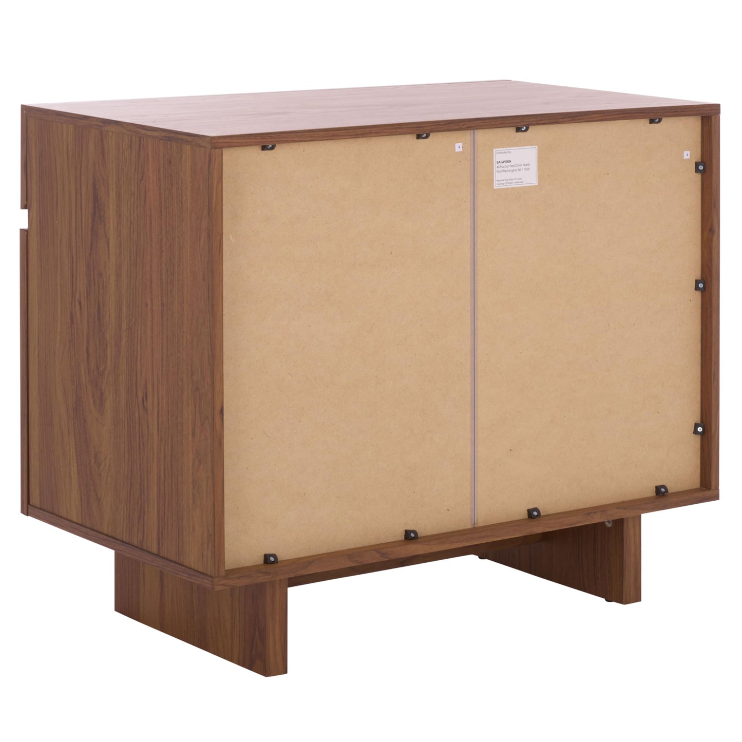 SAFAVIEH Home Collection - Quaid 1-Drawer 2-Door Nightstand Table with Interior Shelves, Walnut & Brass Bedside Storage (NST3104A)