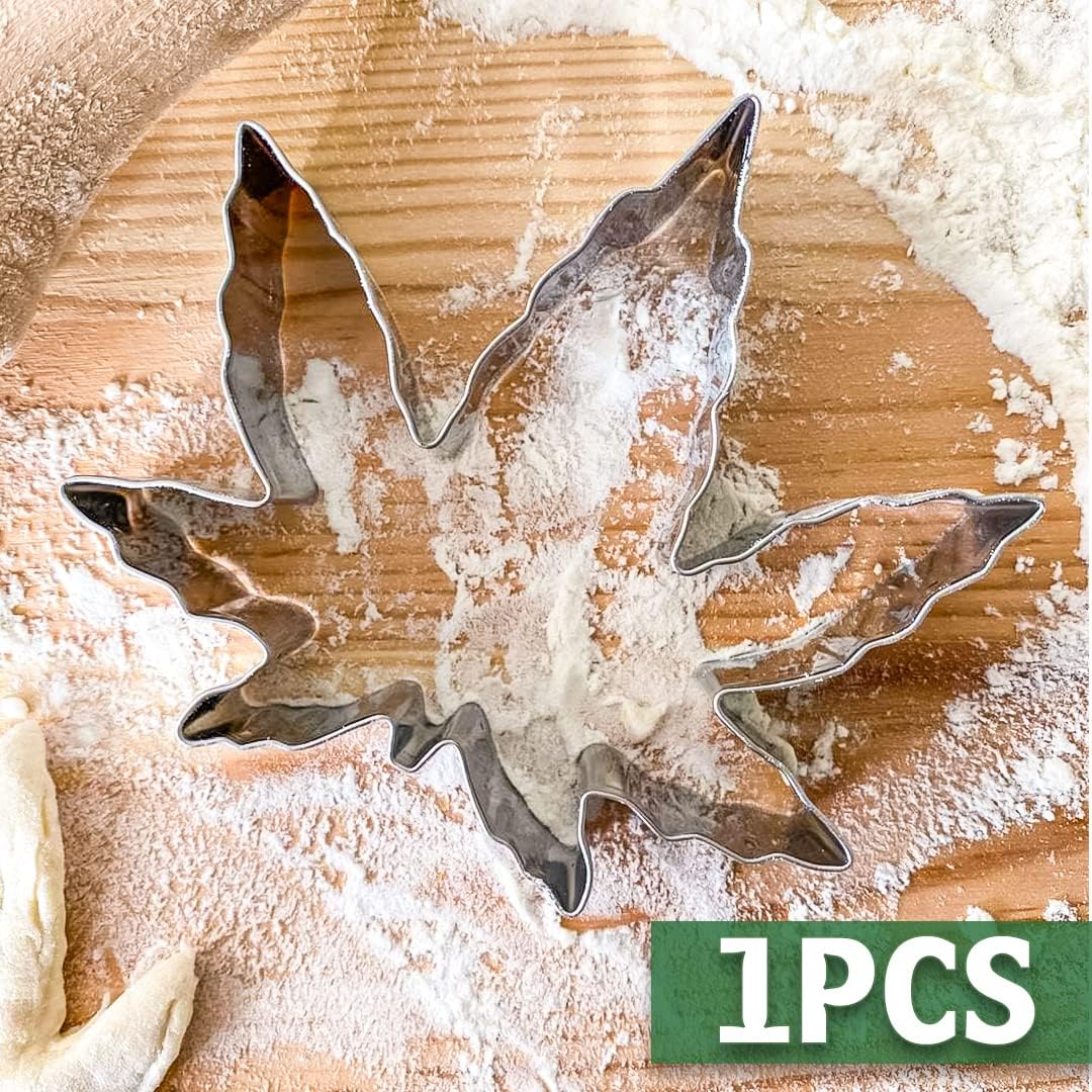 Marijuana Leaf Plant Cookie Cutter, Stainless Steel 4" Cake Mold for DIY Pastry Bakeware, Brownie Biscuit Decoration