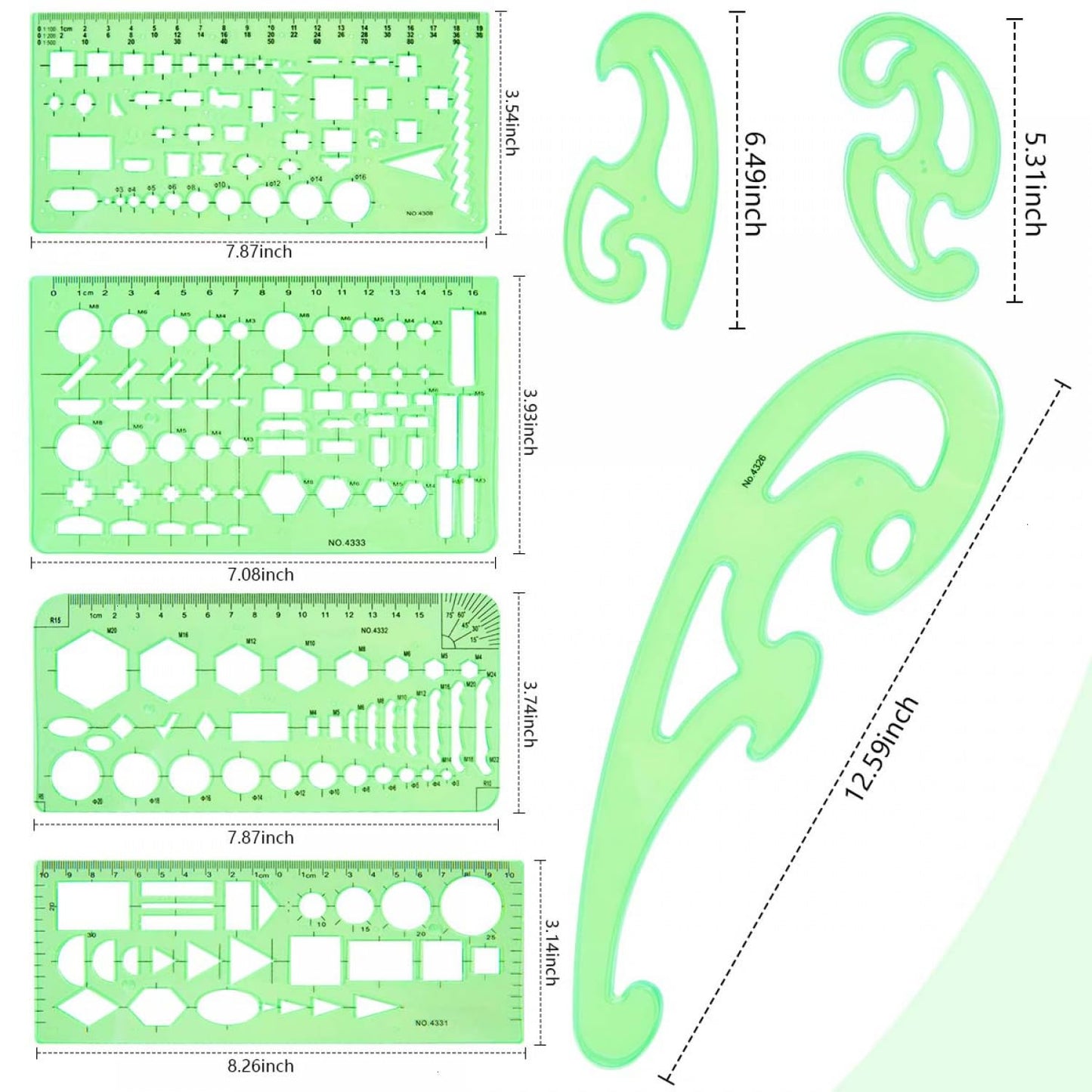 SenseYo 13 Pack Drawings Templates Stencil, Circle Template for Geometric Drawing Stencils, Plastic Clear Circle Stencils Architecture Supplies Drafting Tools for Office, Studying, Designing