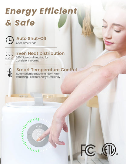 ZonLi Towel Warmer, Large Towel Warmers for Bathroom, Luxury Heated Towel Warmer Bucket, with Auto Shut-Off, Adjustable Timer, Scented Discs, Fits 2 Oversized Towels, Blankets, Bathrobes