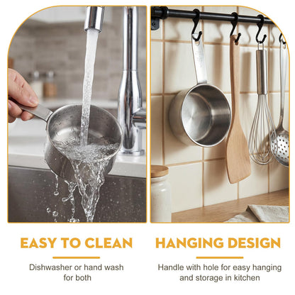 Ashmacdo 4Pcs 1 Cup Measuring Cup,Stainless Steel Measure Cups Metal Scoops for Wet and Dry Ingredients, Great Kitchen Gadgets for Cooking (1 Cup)