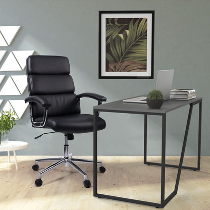 Lorell Leather High-Back Black Executive Chair