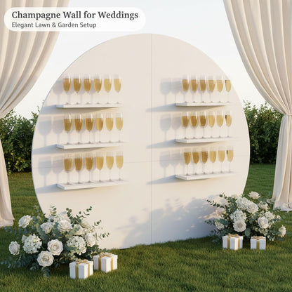 6.56FT Wooden Wedding Gift Display Arch, 6-Tier Champagne Wall Backdrop with Shelves for Party Favors, Escort Cards, Cupcakes & Desserts, Reusable Display Stand for Wedding Reception, Ceremony, Bridal Shower