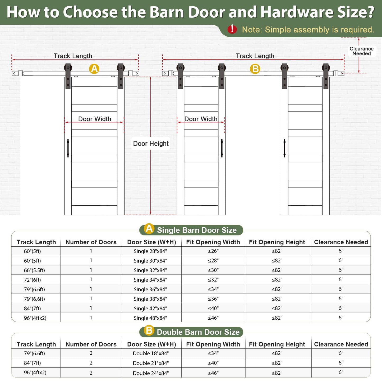 ROYMELO 42x84 inch Glass Sliding Barn Door Slab with 7ft Hardware Kit Included, 5-Panel Frosted Glass, Spruce Wood Support DIY Dyeing, Easy Assembly