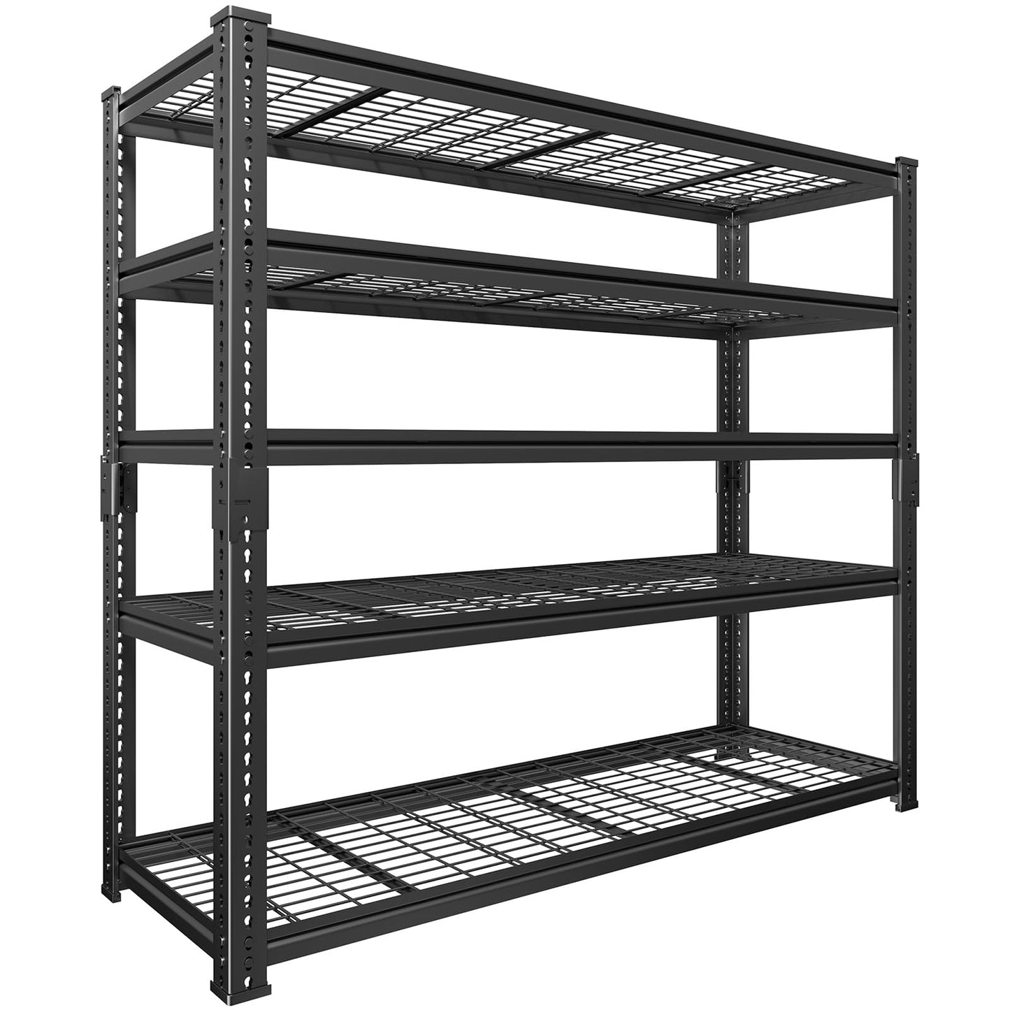 LUXEYARD Heavy Duty Garage Shelving, 60" W x 24" D x 78" H, 5-Tier Adjustable Metal Storage Rack, 660 lbs Per Shelf, 3300 lbs Total Capacity, Black, 1-Pack