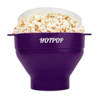 The Orginal HotPop Silicone Popcorn Maker - Microwave Popcorn Popper with Handles - Collapsible Bowl, Heat-Resistant, Easy to Clean, Ideal for Family Movie Nights, 15-Cup Capacity - Red