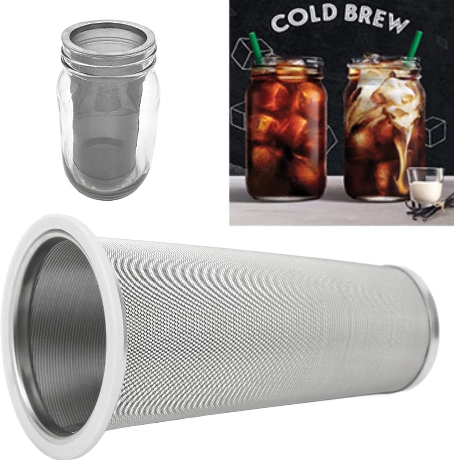 Fdit Cold Brew Coffee Filter, Stainless Steel Coffee Infuser, Fine Mesh Iced Coffee Maker (8 * 15cm)