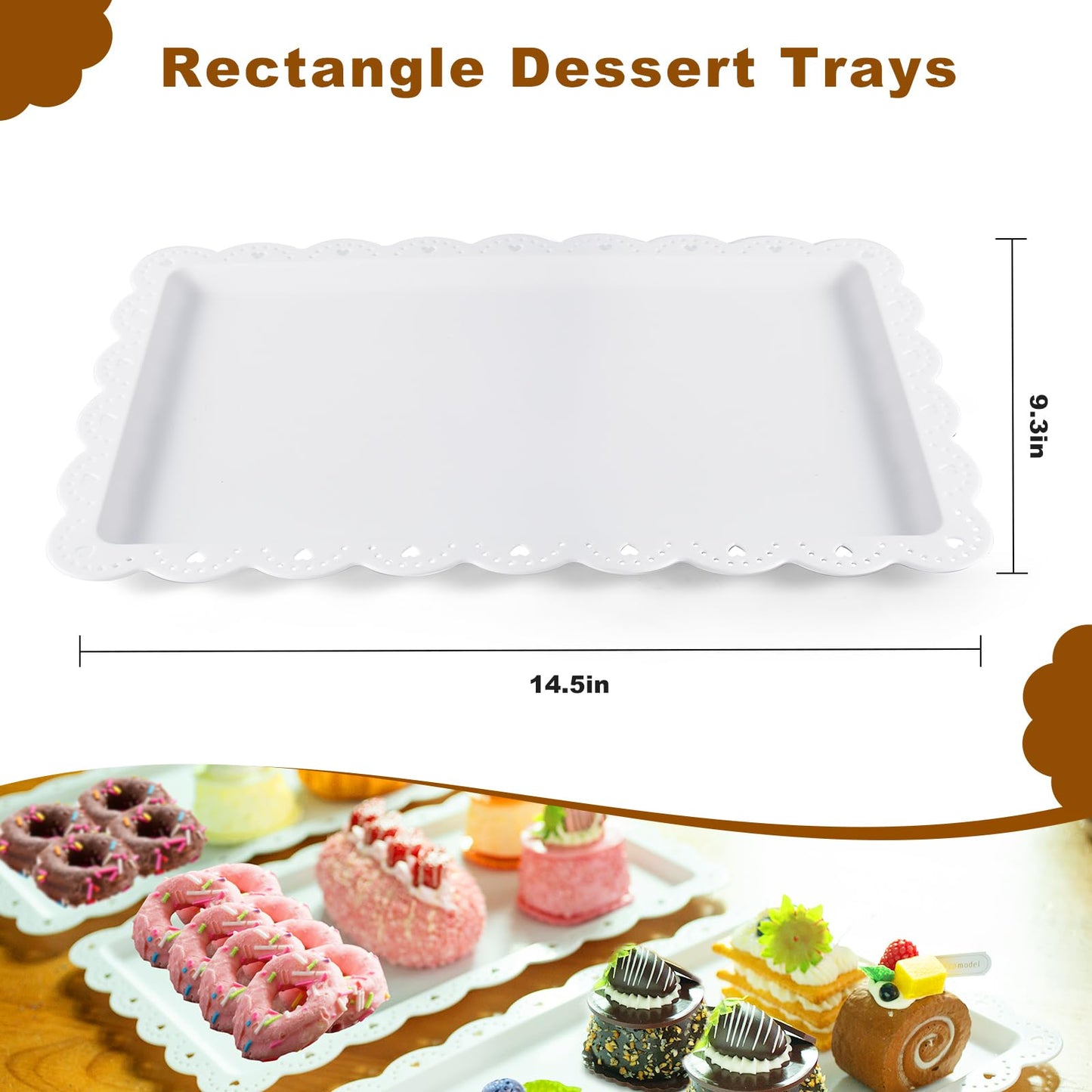 Wgbon 10 Pack Dessert Table Display Set, 4 Sets 3 Tier Cupcake Stand, 6 Pcs Food Serving Trays, Tiered White Plastic Cup Cake Tower for Birthday Baby Shower Wedding and Tea Party Supplies (10, Large)