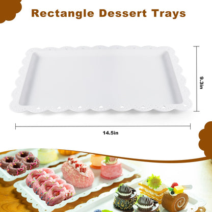 Wgbon 10 Pack Dessert Table Display Set, 4 Sets 3 Tier Cupcake Stand, 6 Pcs Food Serving Trays, Tiered White Plastic Cup Cake Tower for Birthday Baby Shower Wedding and Tea Party Supplies (10, Large)