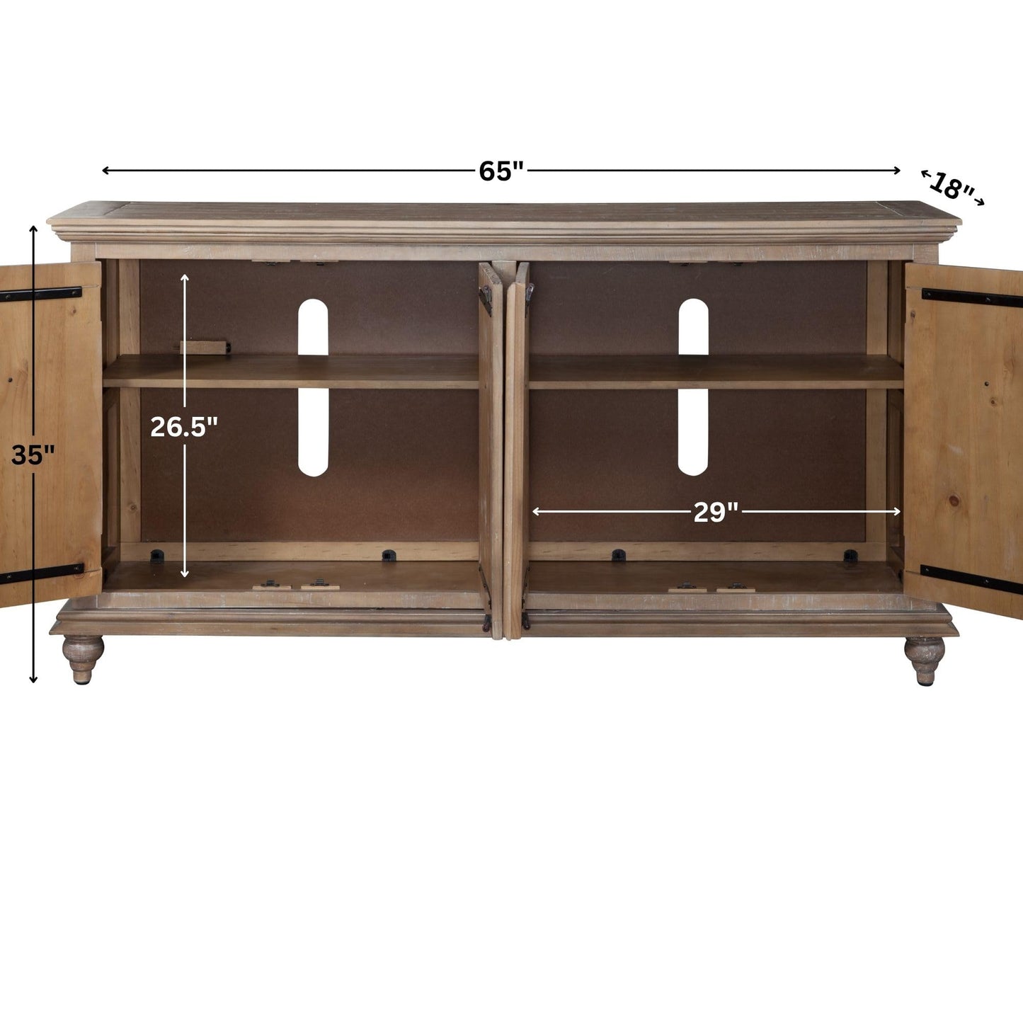Martin Svensson Home Garden District TV Stand Credenza 100% Solid Wood, Driftwood Brown