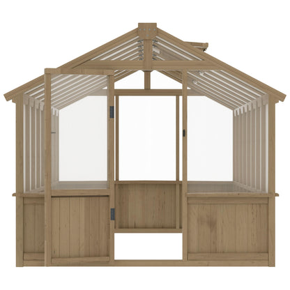 MUPATER 8 x 16 FT Wooden Greenhouse for Outdoor, Heavy Duty Greenhouse Kit with Window Vent and Lockable Door, Walk-in Green Houses for Patio, Garden, Backyard and Lawn, Brown
