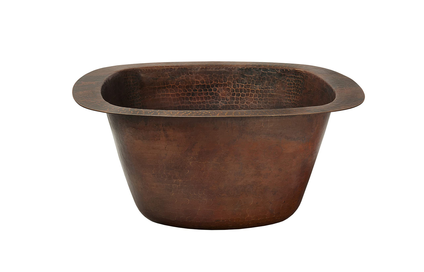 Miseno MC-NA300 Square 15" Copper Drop-In or Undermount Bar Sink - Hand-Hammered Antique Copper