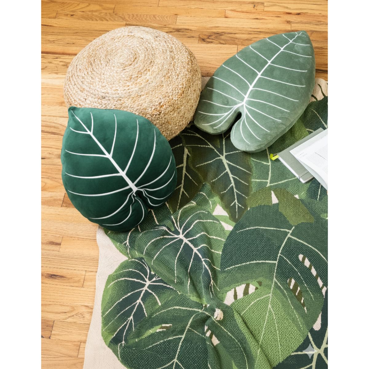 Green Philosophy Co. Monstera Leaf Pillow - Mossy Earth - Large Soft Plant-Shaped Plush Cushion for Couch, Bed, or Reading Nook - Cute & Unique Nature-Inspired Decor Super Soft & Cuddly Throw Pillow