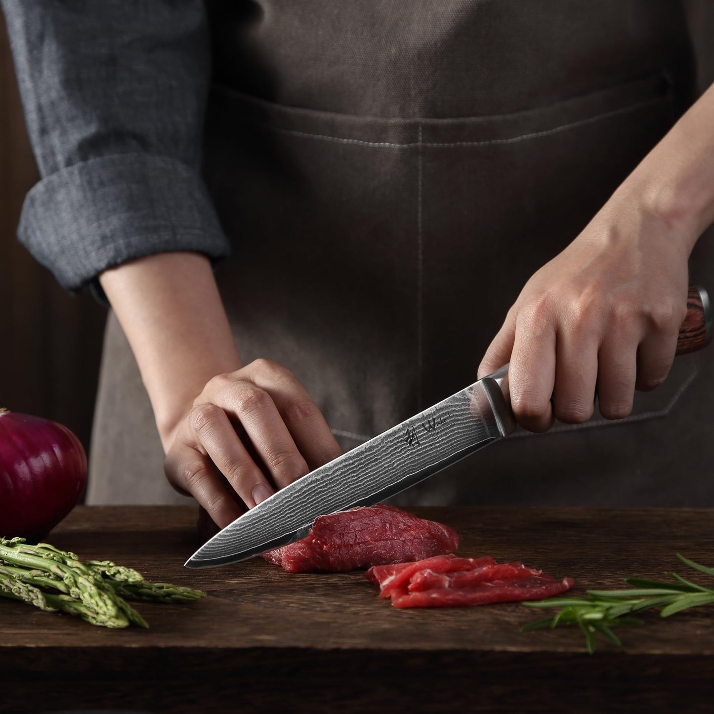 Wakoli EDIB 4-Piece Damascus Knife Block Set – Professional Kitchen Knives with Magnetic Acacia Block, 67-Layer Damascus Steel Blades and Ergonomic Pakkawood Handles – Premium Knife Set with Block