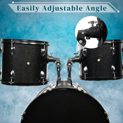 Ktaxon 22 Inch Adult Drum Set, 5-Piece Full-Size Drums Kit with Cymbal Stands, Hi-hat Stand, Sticks, Drum Pedal, Stool & Floor Tom for Beginner Teens Student (Black)