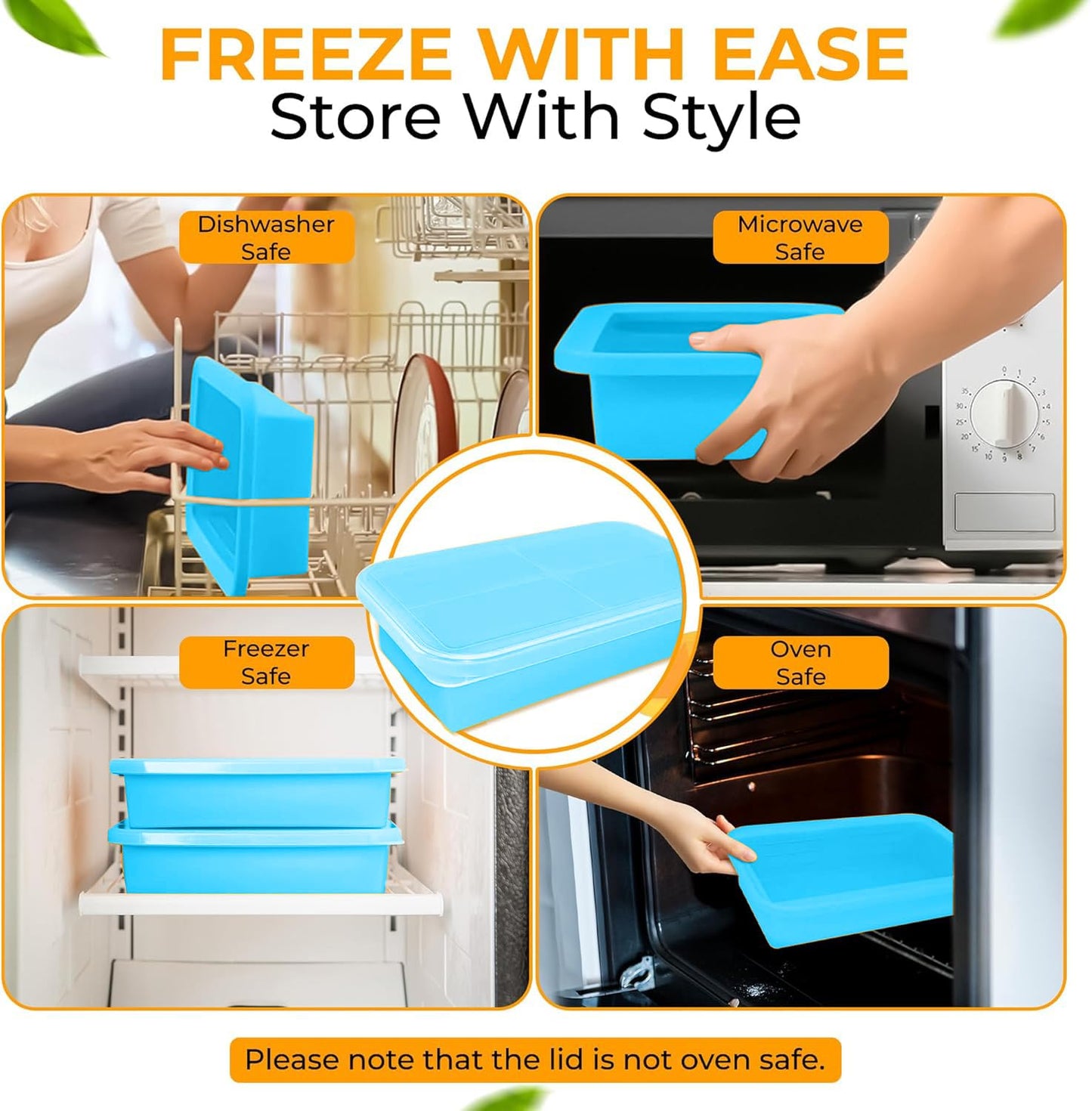 MT.BAY (2 Pack) Large Silicone Freezer Containers For Soup, Pasta Sauce, Leftovers, Broth & More - 6 Cup Reusable BPA Free Non Plastic Food Storage Freezing Ice Trays With Lids & Measurement Lines