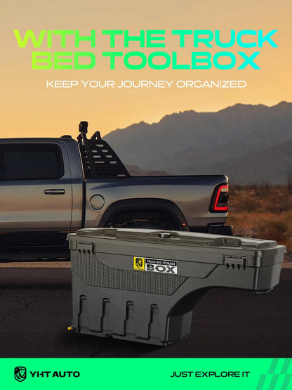 YHTAUTO Truck Bed Storage Tool Box Lockable Compatible with 1987-2011 Dodge Dakota, Driver Side, Swing Waterproof Wheel Well ToolBox