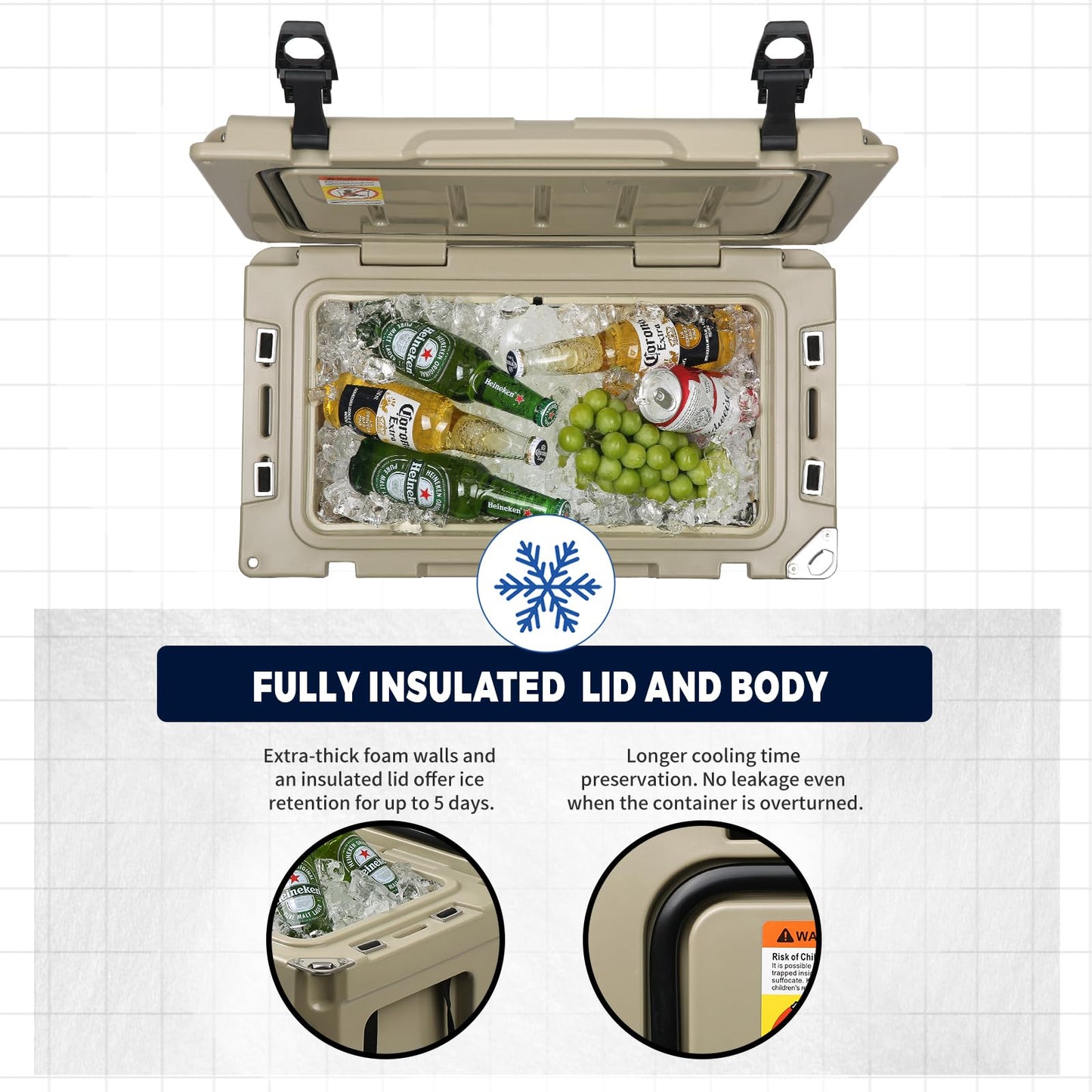 EchoSmile 25/30/35/40/60/75 Quart Rotomolded Cooler, Built to Stand up to The Rigors of The Journey