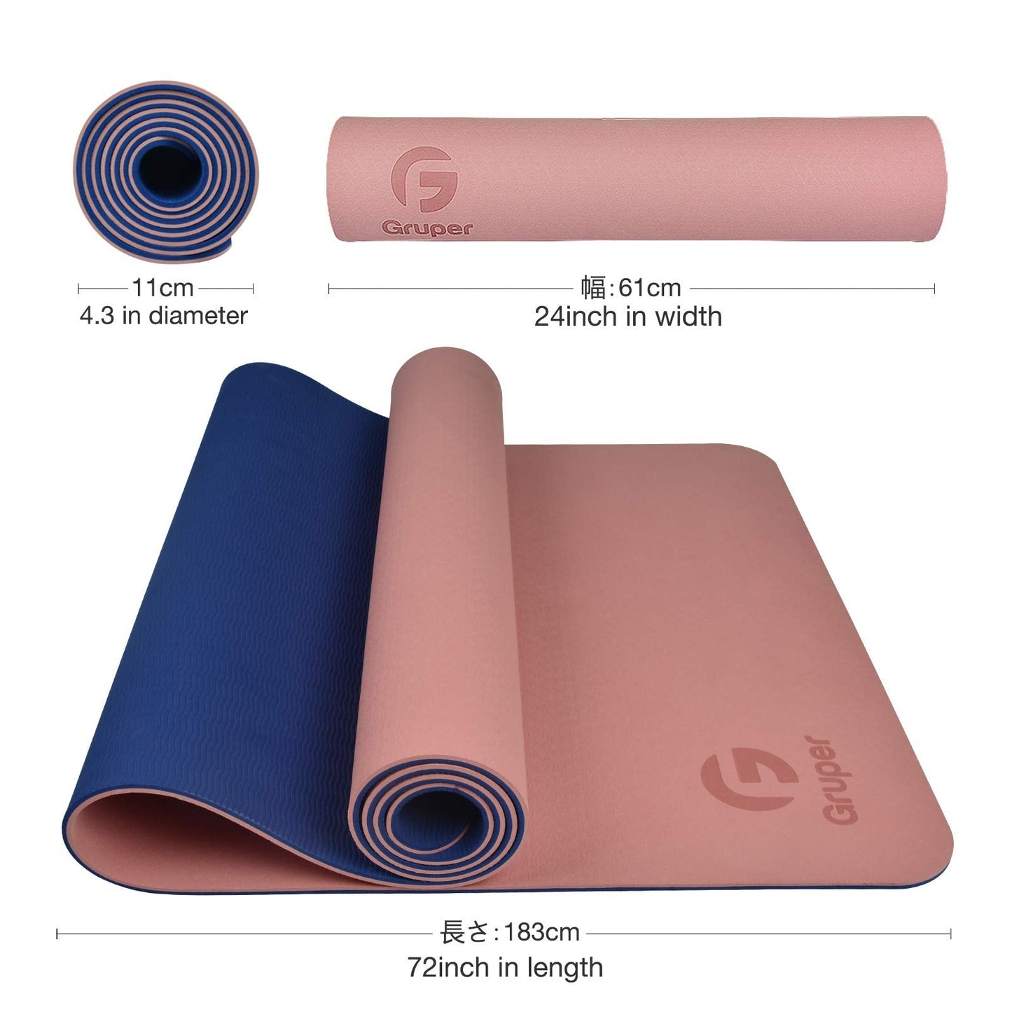 Yoga Mat Non Slip, Eco Friendly Fitness Exercise Mat with Carrying Strap,Pro Yoga Mats for Women,Workout Mats for Home, Pilates and Floor Exercises