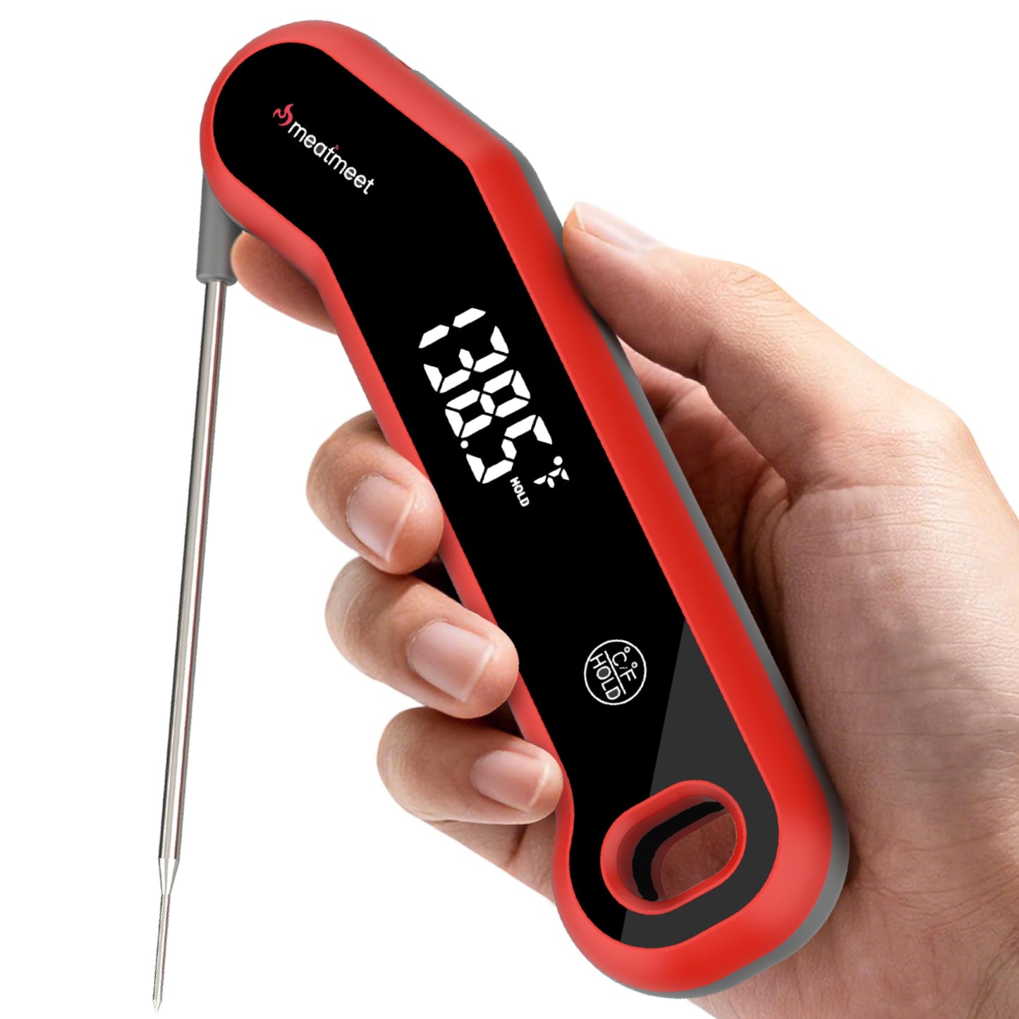 Meatmeet Digital Meat Thermometer - 0.5 Sec Instant Read Meat Thermometer Digital, Kitchen Thermometer Precise ±0.5℉, IP67 Waterproof, Large Bright LED Display, for BBQ/Grill/Cooking/Candy (S1)