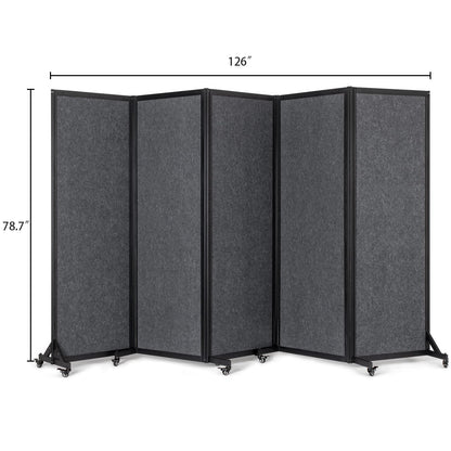 Strongbird Office Divider,Room Partition, Privacy Partition Separator,Portable Commercial Screen Dividers,Classroom School Dividers,10'6"W x 6'7"H,5 Panel,Grey