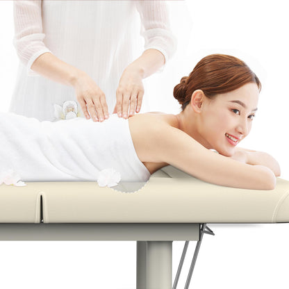 Heavy Duty Professional Stationary Massage Bed Wide Stationary Massage Table with Backrest for Treatment Table Physical Therapy Table Spa Facial Bed, Metal Frame PU Leather (Integral Structure)