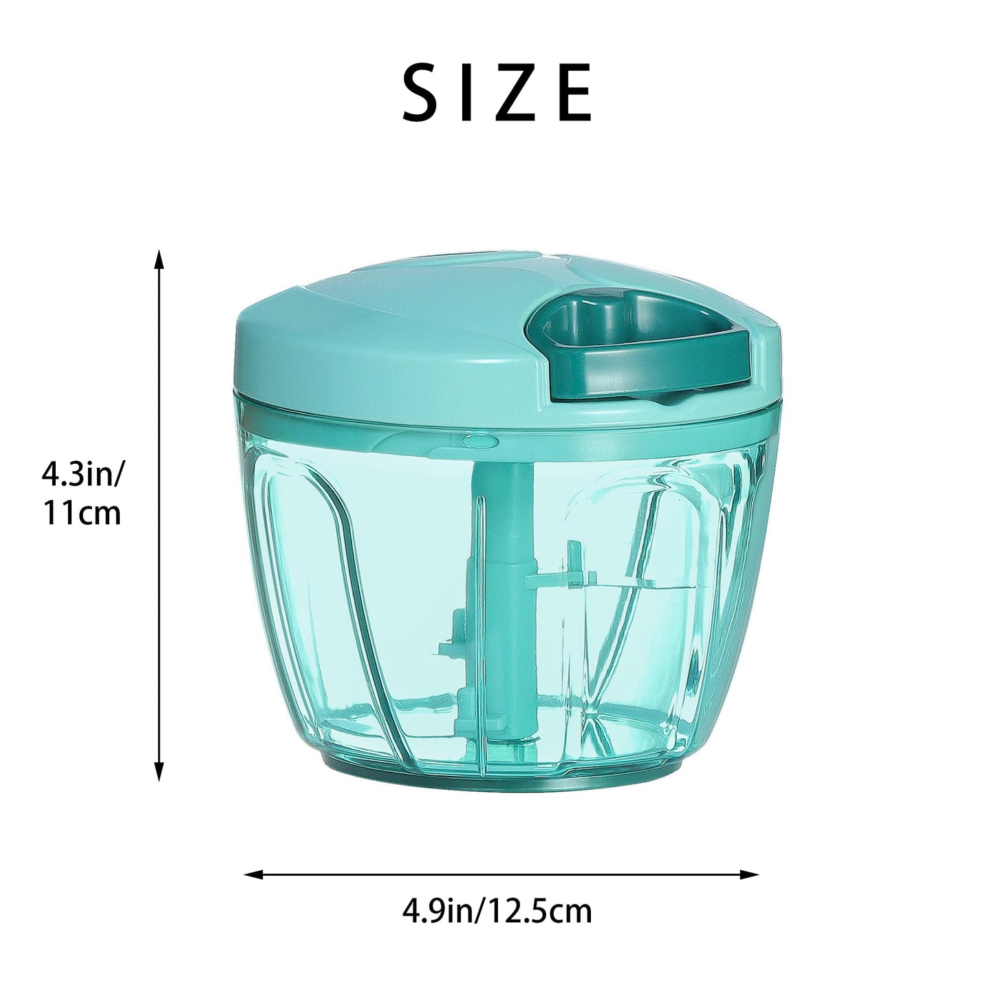 Ourokhome Manual Food Processor Vegetable Chopper, Portable Hand Pull String Garlic Mincer Onion Cutter for Veggies, Ginger, Fruits, Nuts, Herbs, etc., 650ml, Blue