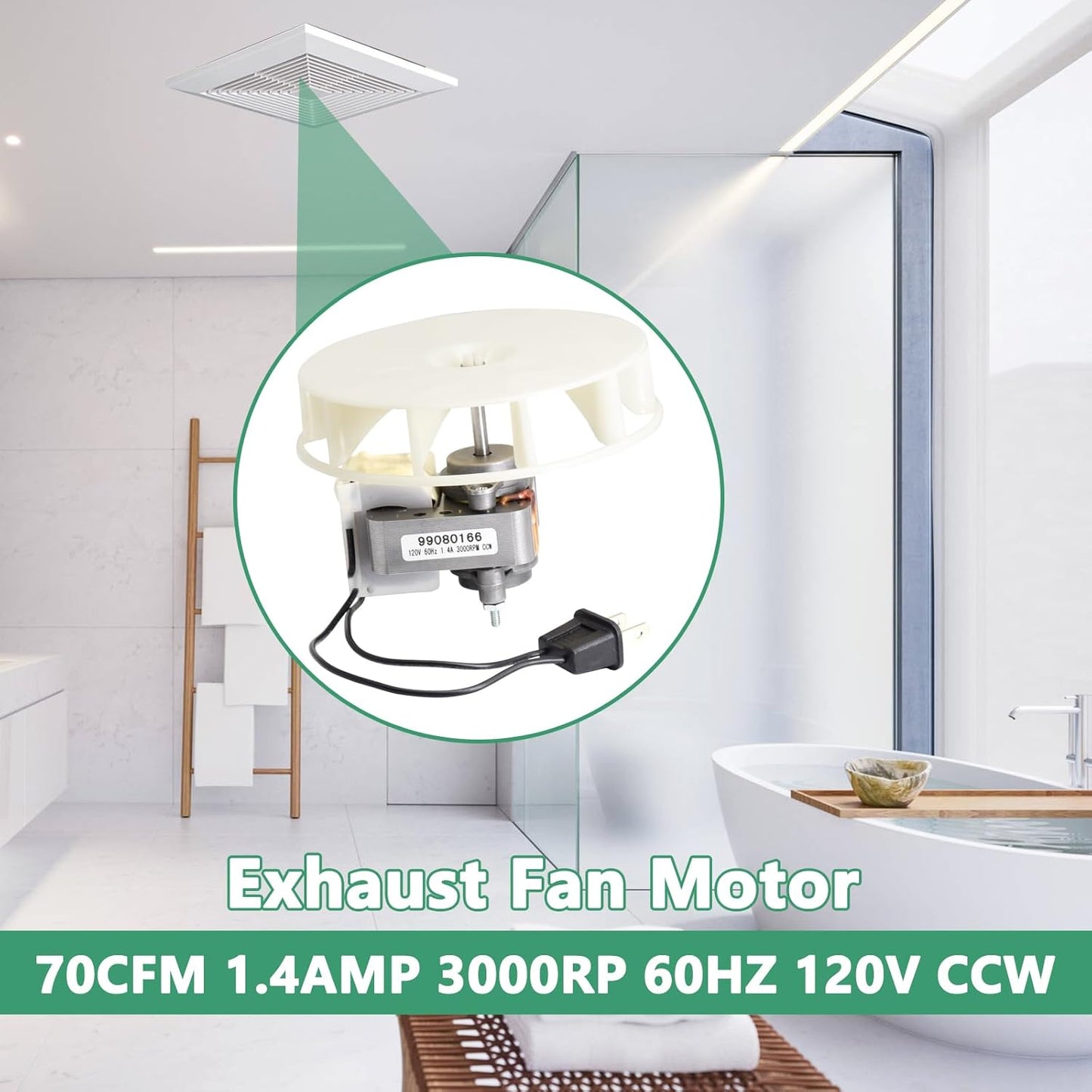 Hiorucet S99080166 Vent Bath Fan Motor - Replacement Kit BP28 for Broan Nutone Exhaust Fan Motor 70CFM 120V