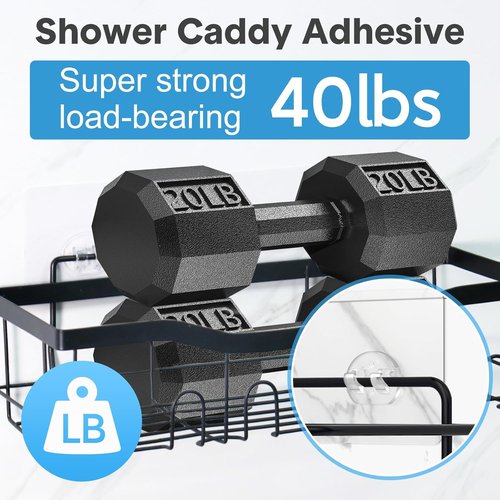 Lsnisni Shower Caddy Adhesive Hooks - 12 Pack, Waterproof & No Drilling, Modern Design for Bathroom & Kitchen