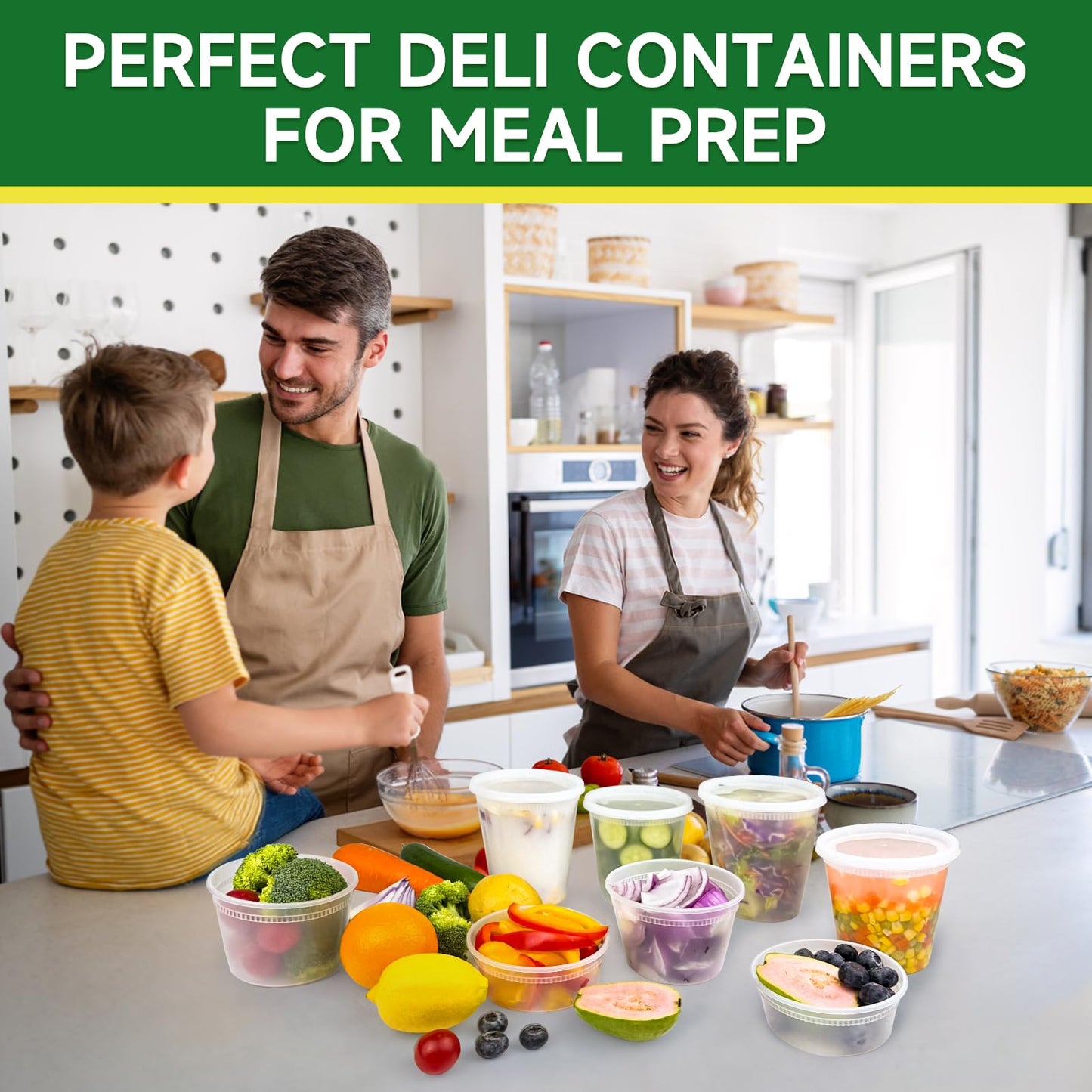 Dealusy 50 Set 32 oz Deli Containers with Lids, Leak-Proof BPA Free Plastic Take Out Bowls, Food Storage Containers for Takeout Meal Prep Storage, Freezer, Microwave & Dishwasher Safe