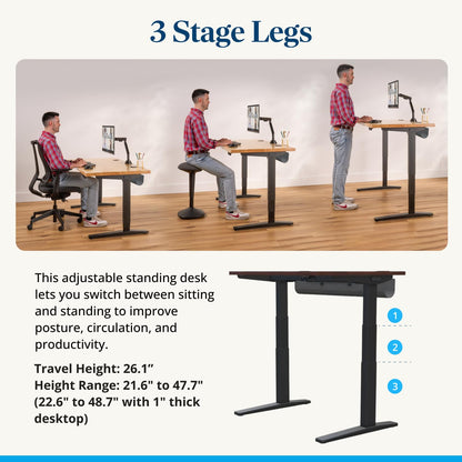 UPLIFTDESK V3 2-Leg Ash Gray Laminate Wood Standing Desk – Adjustable Height, Advanced 1-Touch Memory Keypad, Under Desk Cable Management, Wire Grommets & Rocker Board (Black -Frame, 72 x 30 inch)