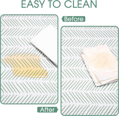Glotoch Premium Non-Slip Shelf Liner, Waterproof Drawer Liner for Kitchen Cabinets, 12" X240", White and Green
